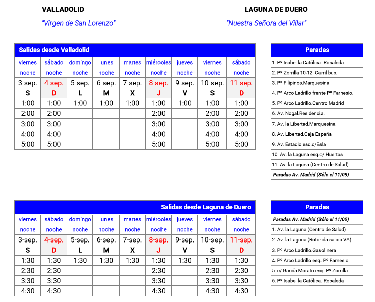 Horarios Ferias 2016