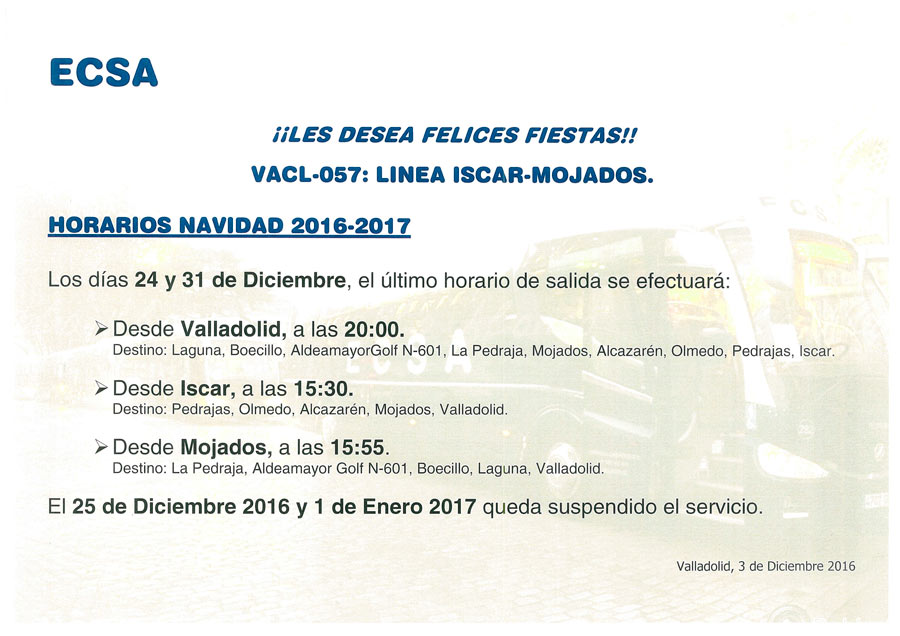 Linea 3 Horarios Navidad