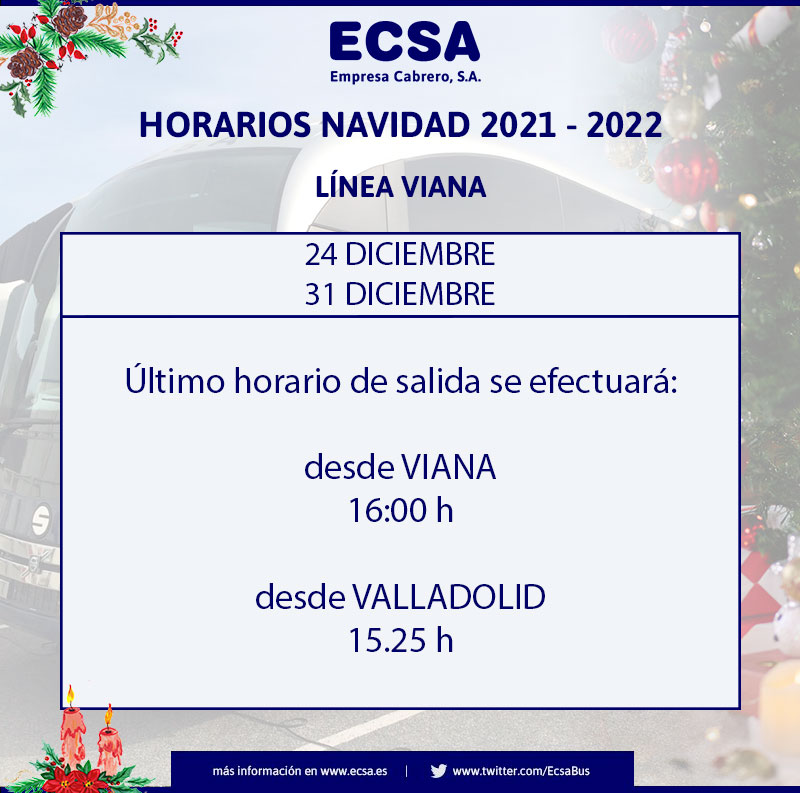 horarios navidad 2021-2022 linea viana