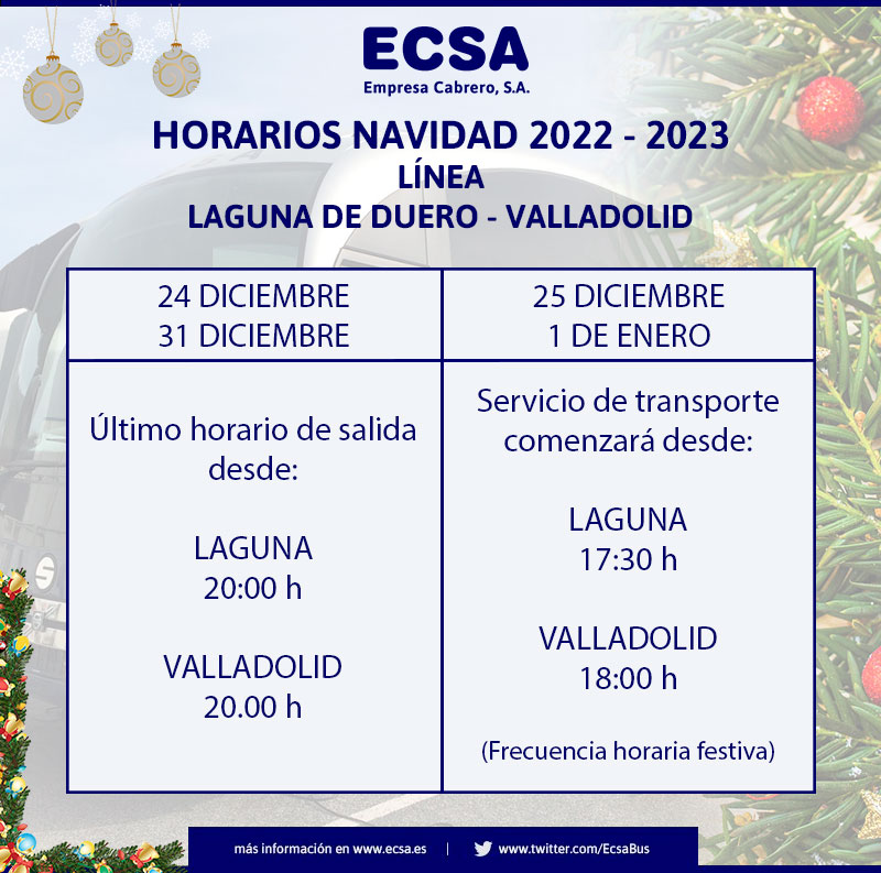 horarios bus navidad 2022 2023 laguna valladolid